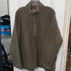 Olive Green Sherpa Pullover